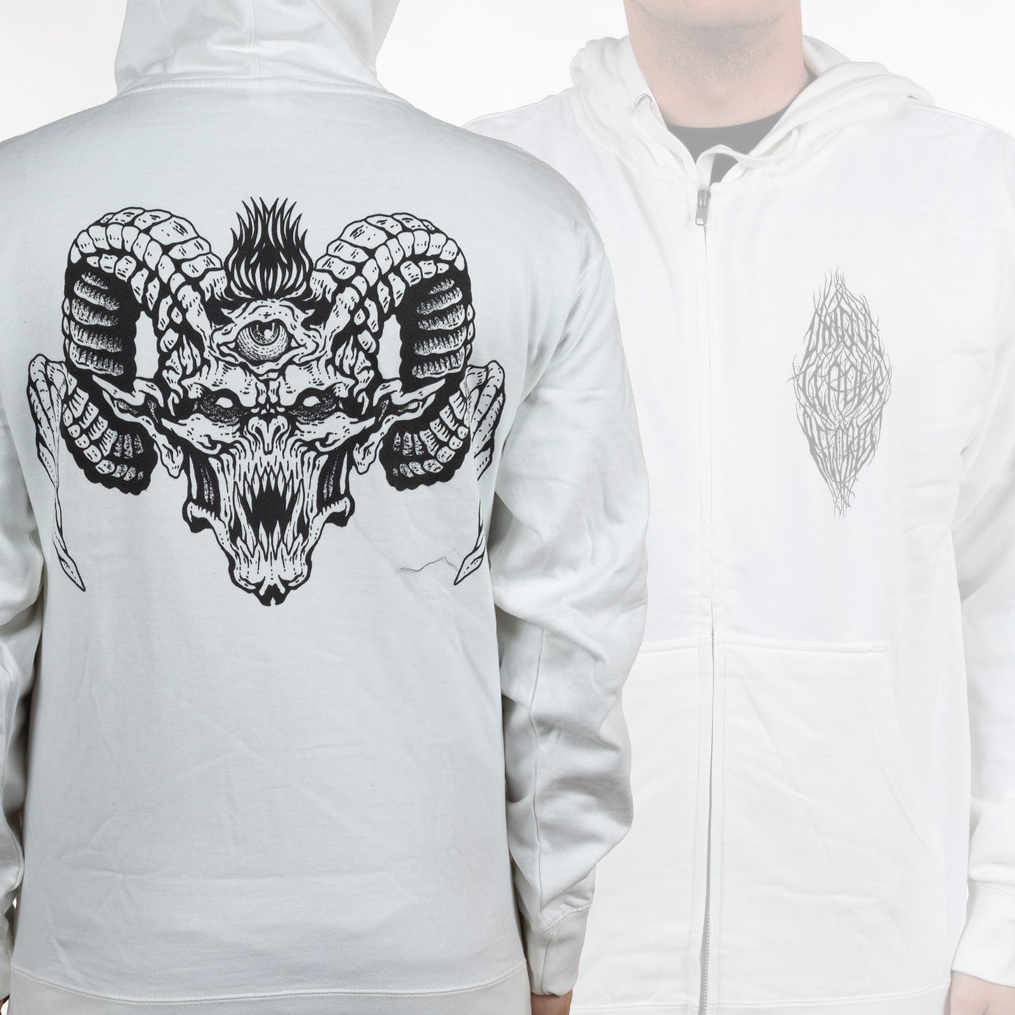 Unique Leader Records "Alrekr Demon/Jamie Christ Colab (White)" Zip Hoodie